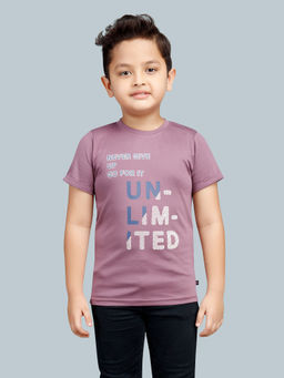 3PIN - Boys Cotton Blend Purple Print Half Sleeve T-Shirt
