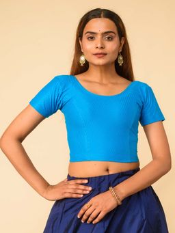 BINDIGASM'S ADVI - Women Teal Jacquard Round Neck Stitched Blouse