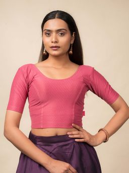 BINDIGASM'S ADVI - Women Mauve Cotton Round Neck Stitched Blouse