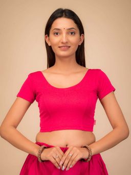 BINDIGASM'S ADVI - Women Pink Jacquard Round Neck Stitched Blouse