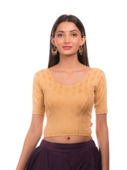 BINDIGASM'S ADVI - Women Gold Jacquard Round Neck Stitched Blouse