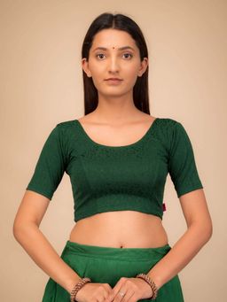 BINDIGASM'S ADVI - Women Green Jacquard Round Neck Stitched Blouse
