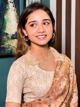 BINDIGASM'S ADVI - Women Gold Jacquard Collar Neck Stitched Blouse