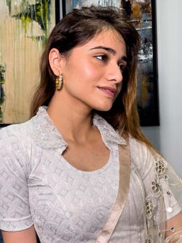 BINDIGASM'S ADVI - Women Silver Jacquard Collar Neck Stitched Blouse