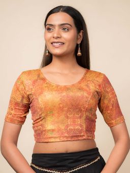 BINDIGASM'S ADVI - Women Red Jacquard Round Neck Stitched Blouse