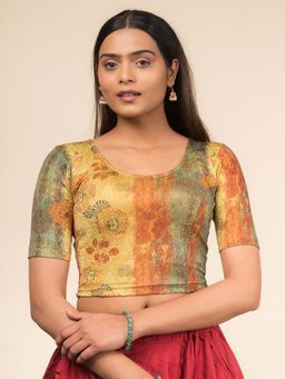 BINDIGASM'S ADVI - Women Green Jacquard Round Neck Stitched Blouse