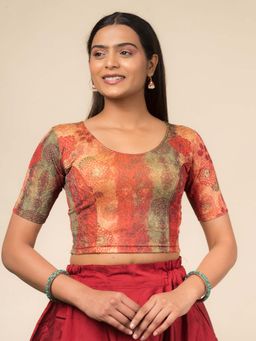 BINDIGASM'S ADVI - Women Multi-Color Jacquard Round Neck Stitched Blouse