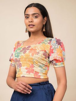 BINDIGASM'S ADVI - Women Multi-Color Jacquard Round Neck Stitched Blouse