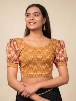 BINDIGASM'S ADVI - Women Multi-Color Jacquard Round Neck Stitched Blouse