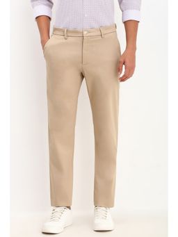 Allen Solly - Men Beige Regular Fit Textured Casual Trousers