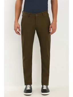 Allen Solly - Men Olive Slim Fit Textured Casual Trousers