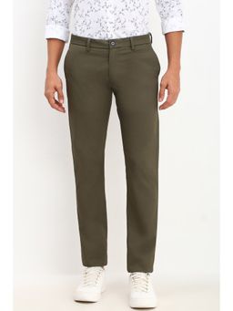 Allen Solly - Men Olive Slim Fit Textured Casual Trousers