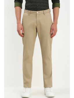 Allen Solly - Men Beige Slim Fit Textured Casual Trousers
