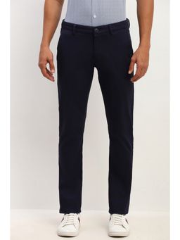 Allen Solly - Men Navy Blue Slim Fit Textured Casual Trousers