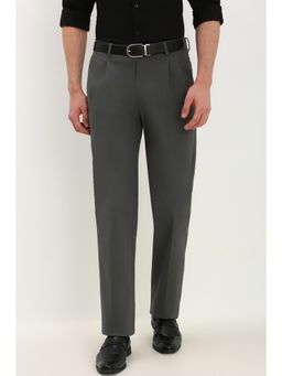 Allen Solly - Men Grey Regular Fit Solid Formal Trousers