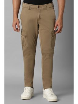Louis Philippe - Men Brown Slim Fit Solid Flat Front Casual Trousers
