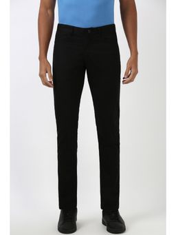 Peter England - Men Black Solid Slim Fit Trousers