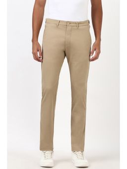 Peter England - Men Beige Solid Slim Fit Trousers