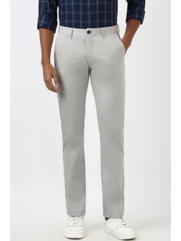 Peter England - Men Grey Dots Super Slim Fit Trousers