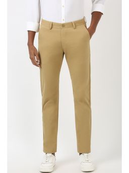 Peter England - Men Beige Solid Super Slim Fit Trousers