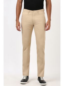 Peter England - Men Beige Solid Super Slim Fit Trousers