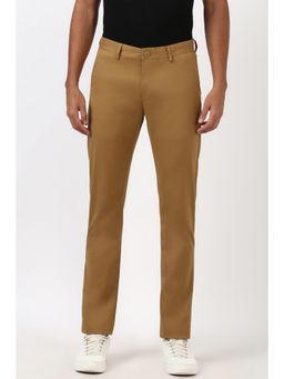 Peter England - Men Brown Solid Super Slim Fit Trousers