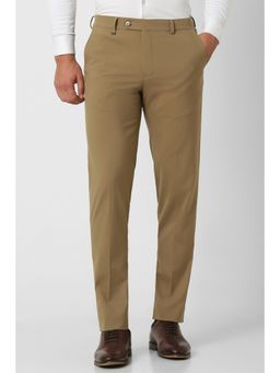 Van Heusen - Men Brown Solid Slim Fit Trousers