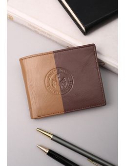 Allen Solly - Men Beige Colorblock Leather Wallet