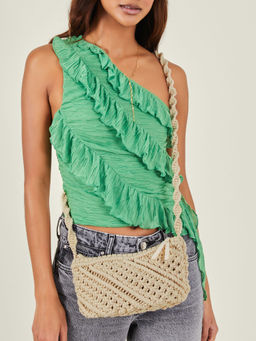 Accessorize London - Women's Cream Macrame Crossbody bag