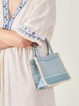 Accessorize London - Women's Blue Mini Handheld Crossbody Bag