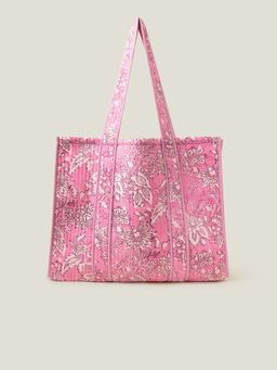 Accessorize London - Women's Pink Quilted Tote Bag