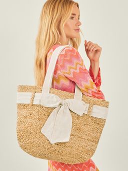 Accessorize London - Women's Multi Bow Jute Shopper Tote Bag