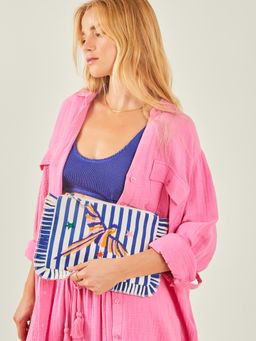 Accessorize London - Women's Blue Parrot Beach Clutch Beach Bag