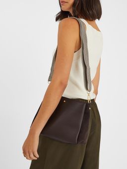 Accessorize London - Women's Brown Webbing Strap Sling Bag