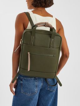 Accessorize London - Women's Green Backpack Top Handle Fits a 12x8 in Laptop