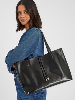 Accessorize London - Women's Black Patent Tote Bag