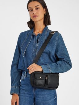 Accessorize London - Women's Black Utility Sling Bag