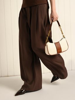 Accessorize London - Women’s Cream and Tan Bliss Chain Shoulder Bag with Detachable Strap