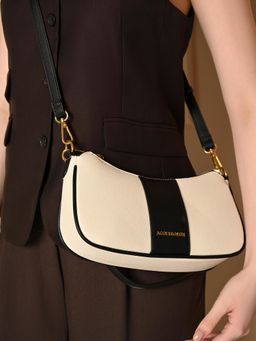 Accessorize London - Women’s Cream and Black Bliss Chain Shoulder Bag with Detachable Strap