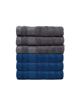 Mush - Bamboo Hand Towels 3 Navy Blue & 3 Grey (Pack of 6)