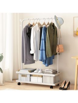 Story@Home - White Plastic & Metal Clothes Rack