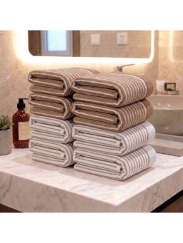 Athom Living - Multi-Color 400 GSM Ultra Soft Cotton Premium Hand Towels (Pack of 8) (M)