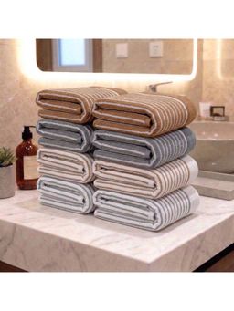 Athom Living - Multi-Color 400 GSM Ultra Soft Cotton Premium Hand Towels (Pack of 8) (M)