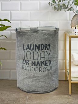 LUXEHOME INTERNATIONAL - Grey Round Aluminium Laundry Basket