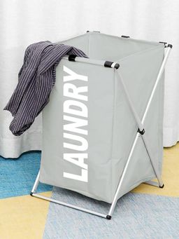 LUXEHOME INTERNATIONAL - Grey Rectangular Aluminium X Laundry Basket