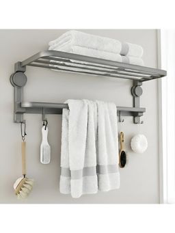 Story@Home - Grey Stainless Steel & Plastic Towel Rack Bathroom Organizer