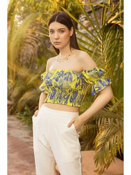 HOUSE OF SAL - Green Casandra Off Shoulder Smocked Top