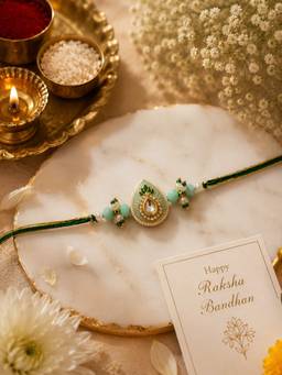 REENISAA - Mint Green Kundan Designer Rakhi