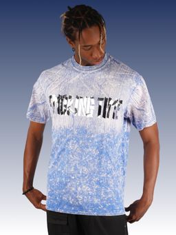 BOTABOCHI - Blue Mens Denim Faded Half Sleeve T-Shirt