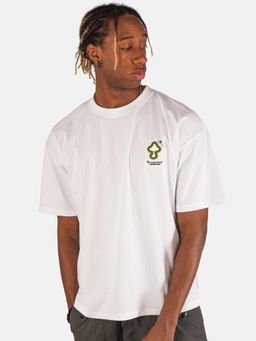 BOTABOCHI - White Mens T-Shirt with Contrast Print Half Sleeve T-Shirt